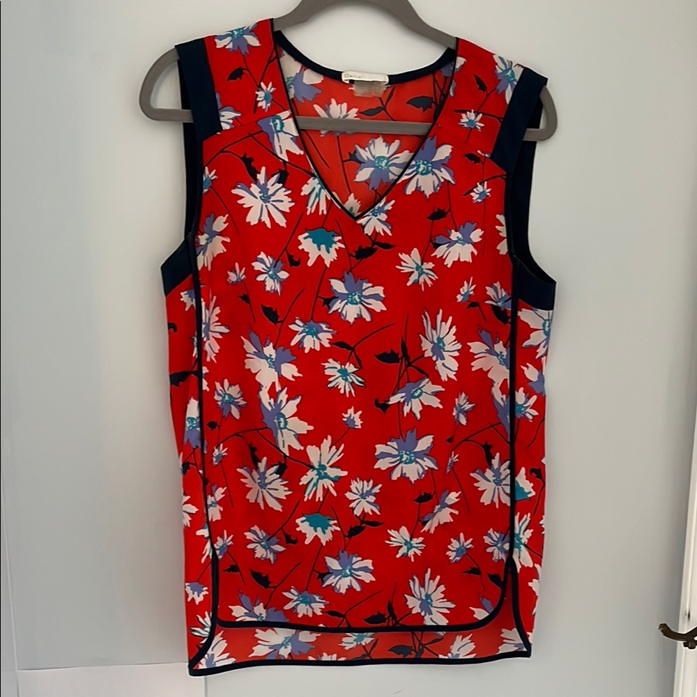 Vintage-Style Red Floral Top